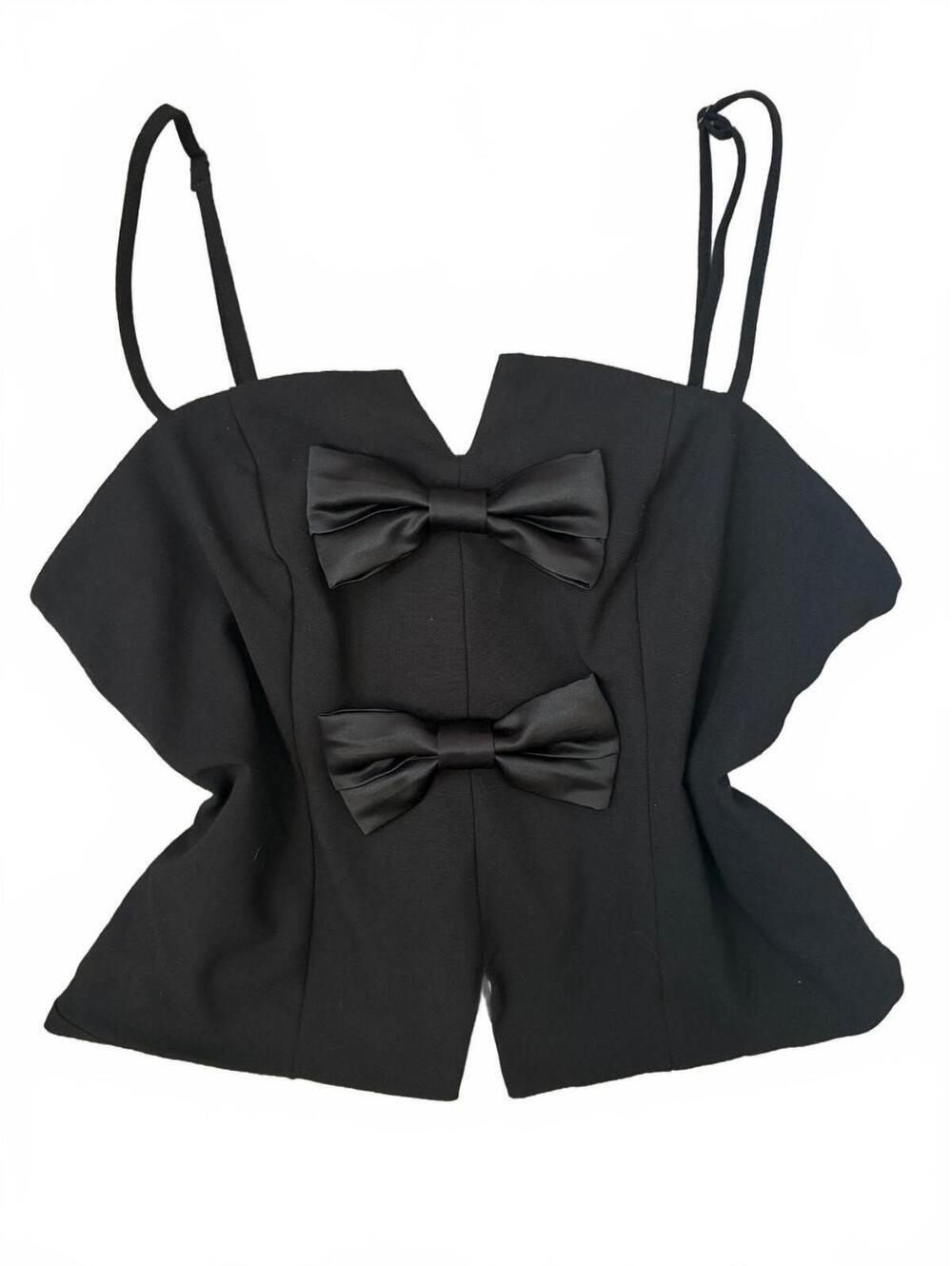 Future Collective Black Sleeveless Top with Bow Detail Size M #elegant #coquette